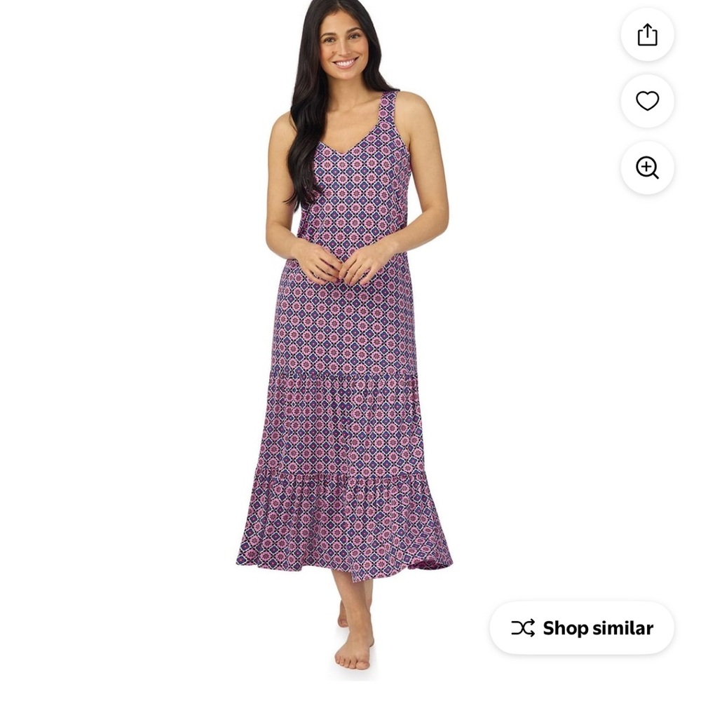 Cuddl‎ Duds Pink and Blue Patterned Maxi Dress